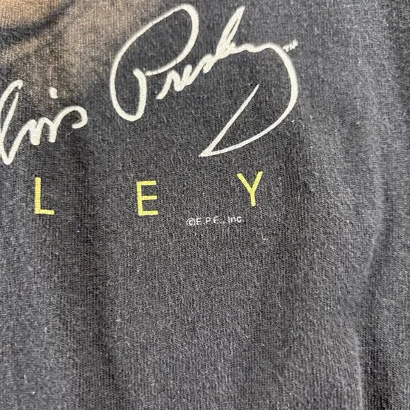 Vintage Elvis Presley Big Face T-shirt Youth Medium Black Graceland - Picture 3 of 7